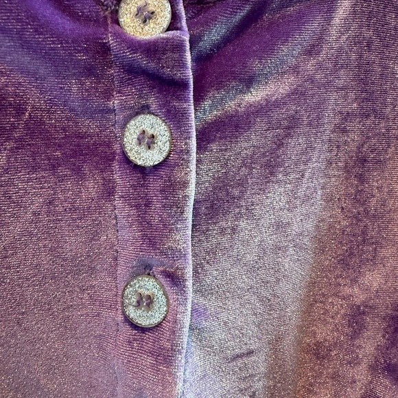 Pink Chicken Purple Rowan Velour Puff Sleeve spring Ruffle Top 8 - Picture 5 of 5